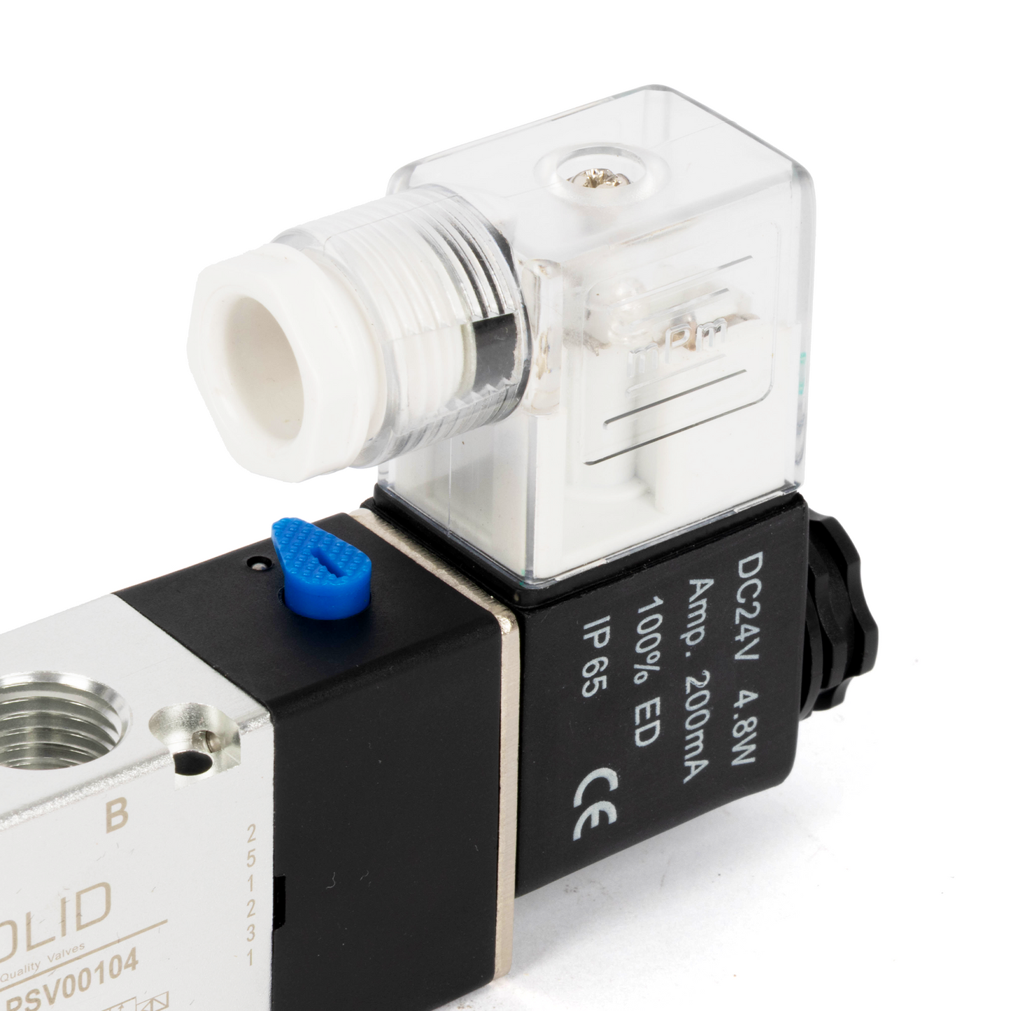 U.S. Solid 1/4인치 5방향 2위치 공압 솔레노이드 밸브, DC 24V, 상시 닫힘, 부속품 및 소음기 포함