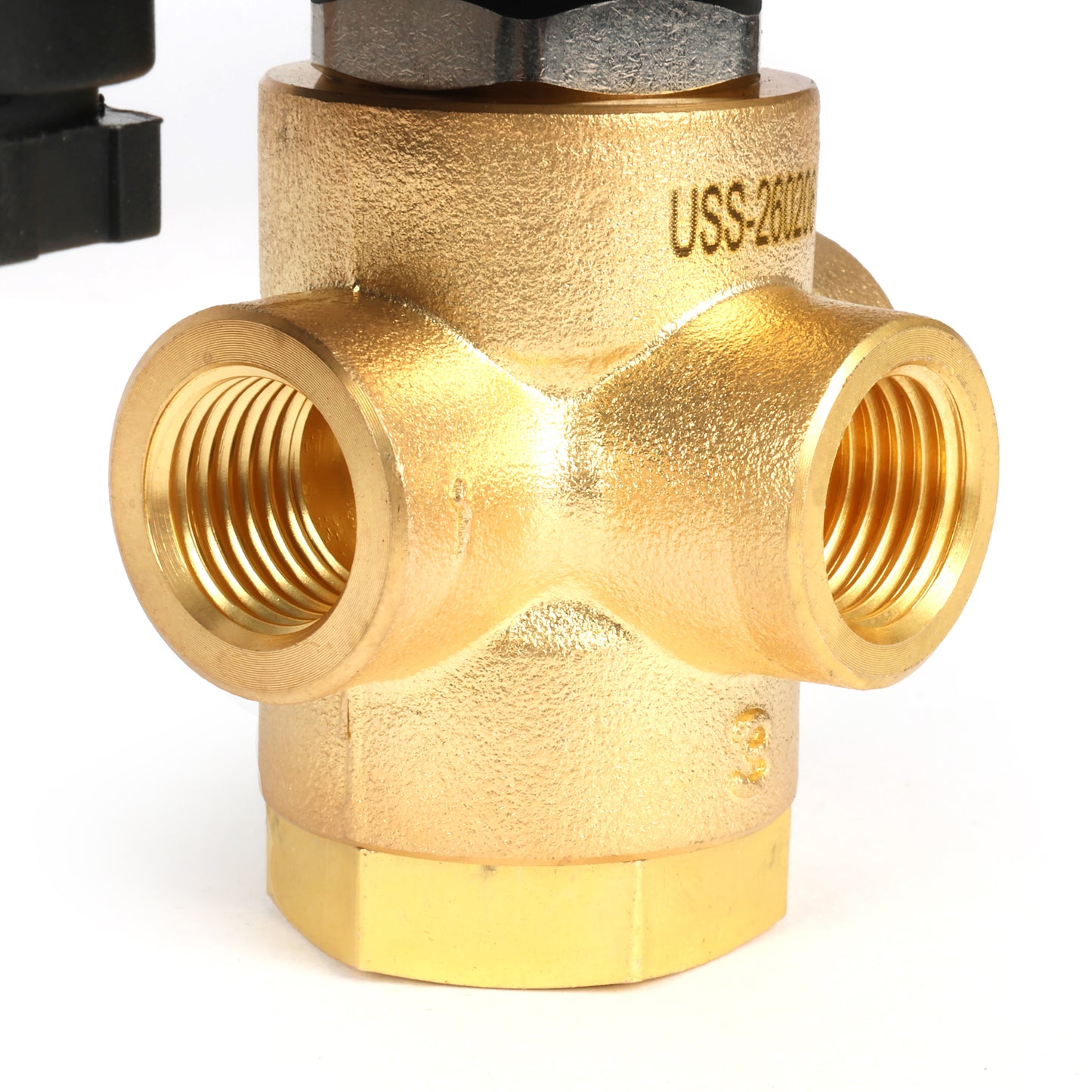 1/4" messinkinen 3-tie solenoidiventtiili - 12 V DC 2 asentoa