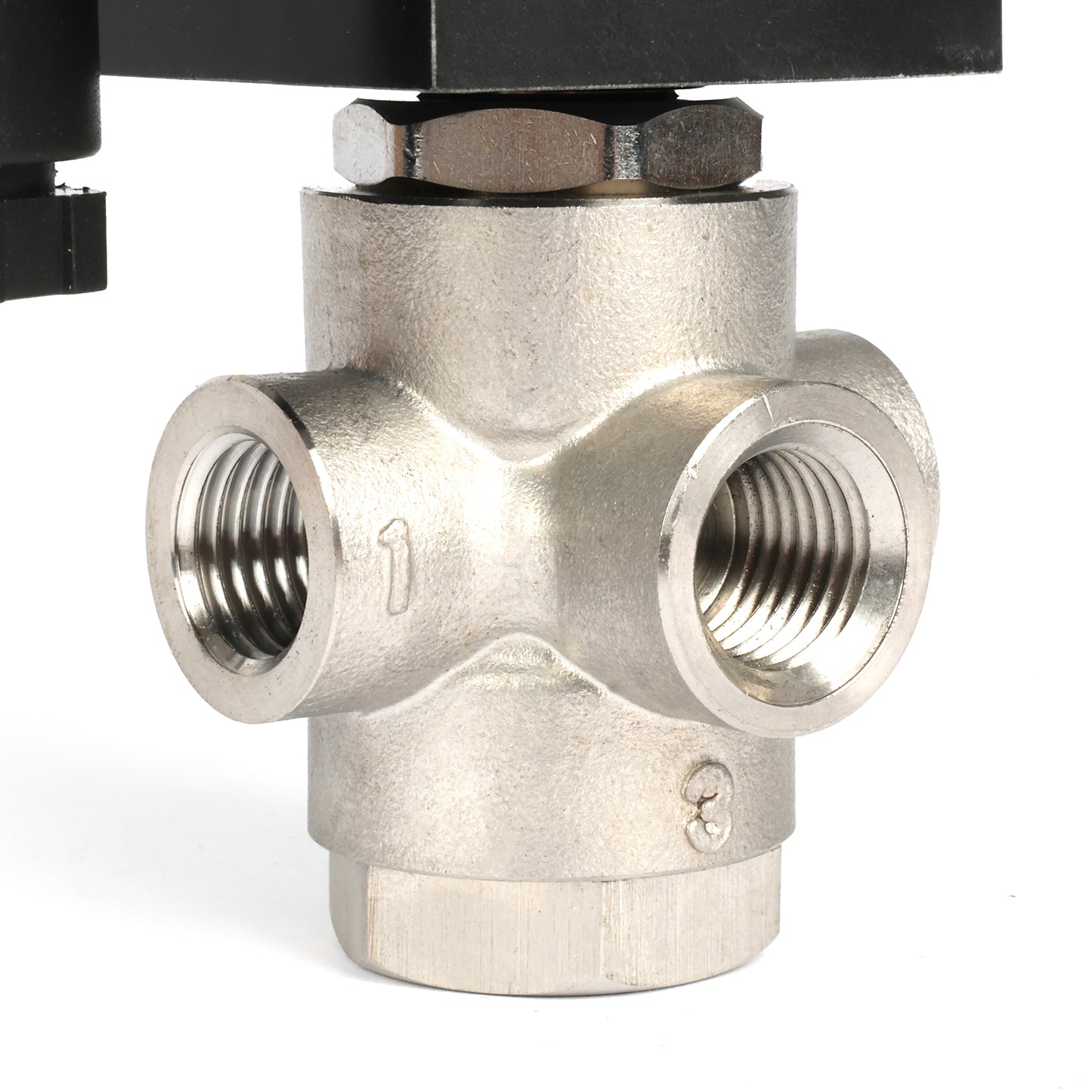1/4" SUS304 3-tieinen solenoidiventtiili - 12 V DC, 2 asentoa