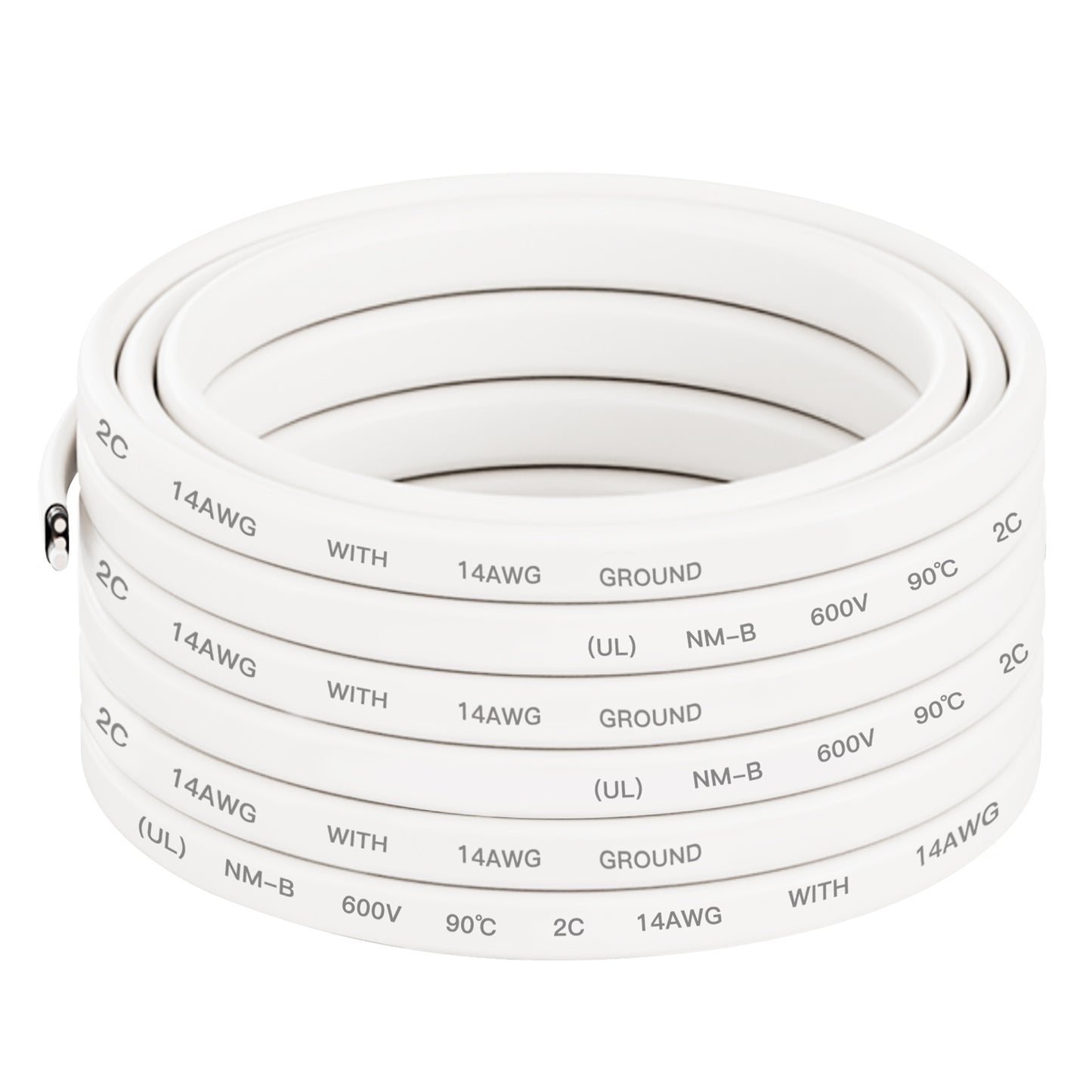 U.S. Solid 25FT 14/2 Type NM-B Copper 14AWG 2 Conductors with Ground White Residential Indoor Wire