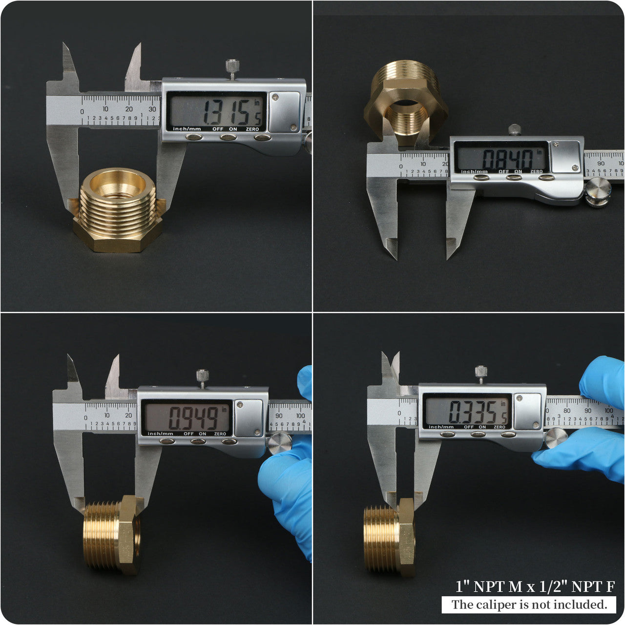 U.S. Solid 2pcs Brass Reducer Hex Bushing Brass Threaded Pipe Fitting 1" NPT Male x 1/2" NPT Female Adapter