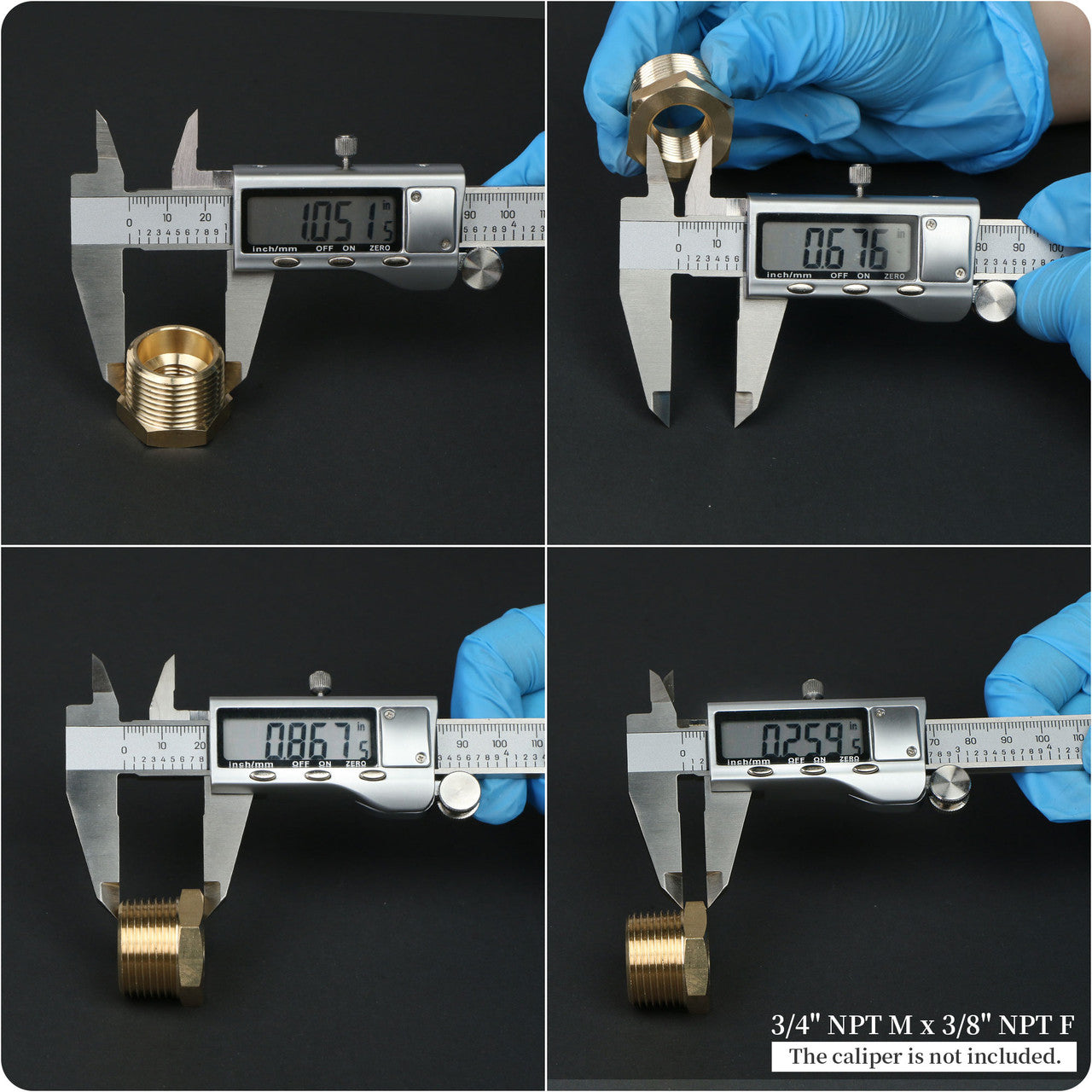 U.S. Solid 2pcs Brass Reducer Hex Bushing Brass Threaded Pipe Fitting 3/4" NPT Male x 3/8" NPT Female Adapter