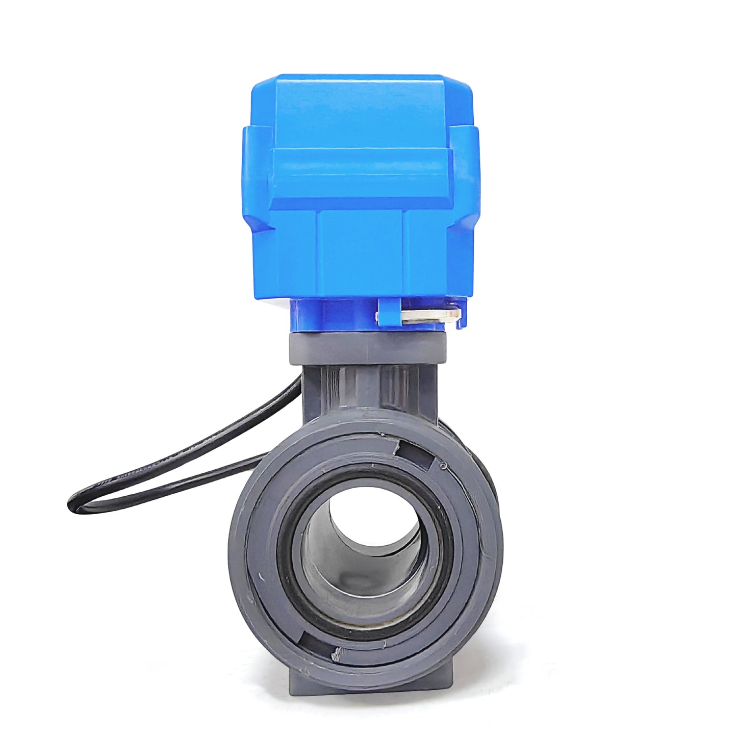 1-1/4" Double Union UPVC Motorized Ball Valve - DC 24V, 3-Wire Single-Control, Normally Closed with Manual Override & EPDM Seal