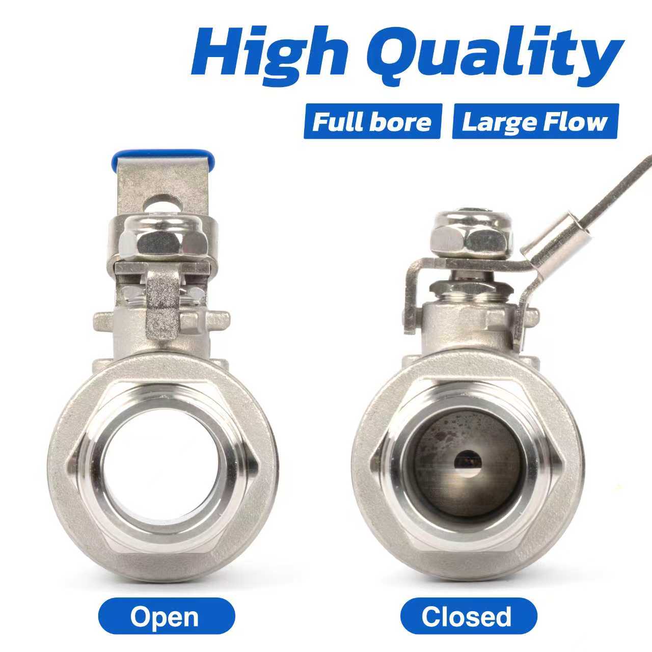 1/2" Ball Valve – Male x Female 304 Stainless Steel Heavy Duty, 1000WOG, Full Port with Anti-Misoperation Lock