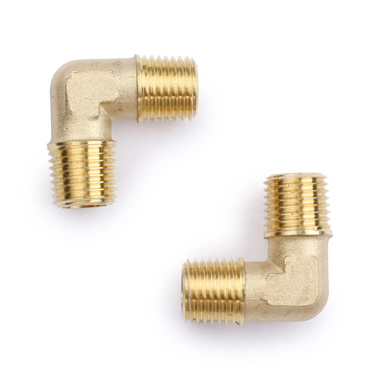 U.S. Solid 2pcs 90 Degree Barstock Street Elbow Brass Pipe Fitting 1/4" NPT Male Pipe to 1/4" NPT Male