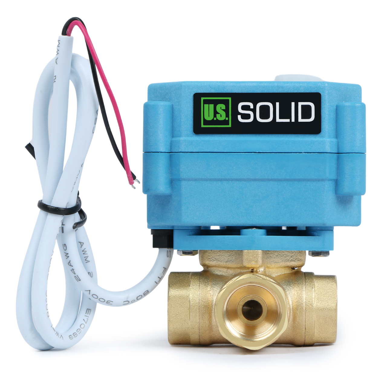 U.S. Solid 1" Motorized Ball Valve - Brass, 2-Wire Reverse Polarity, NPT