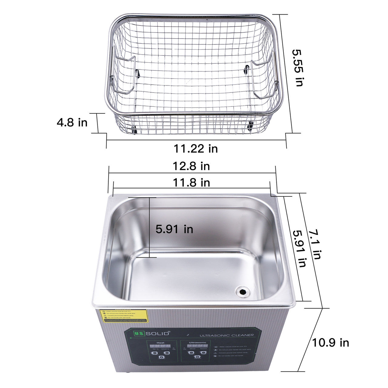 U.S. Solid 3.2 L Ultrasonic Cleaner, 40 KHz Stainless Steel Ultrasonic Cleaning Machine with Digital Timer and Heater