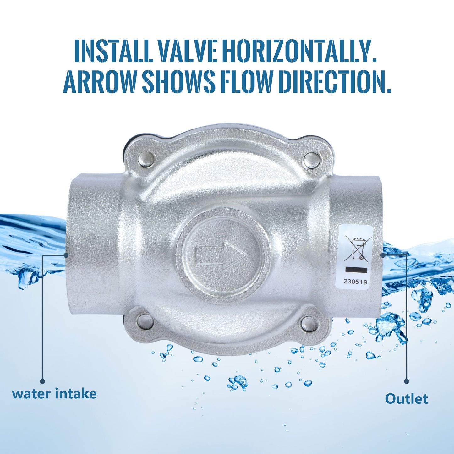 3/4" Stainless Steel Electric Solenoid Valve - 12V DC, Normally Closed, 145 PSI, VITON