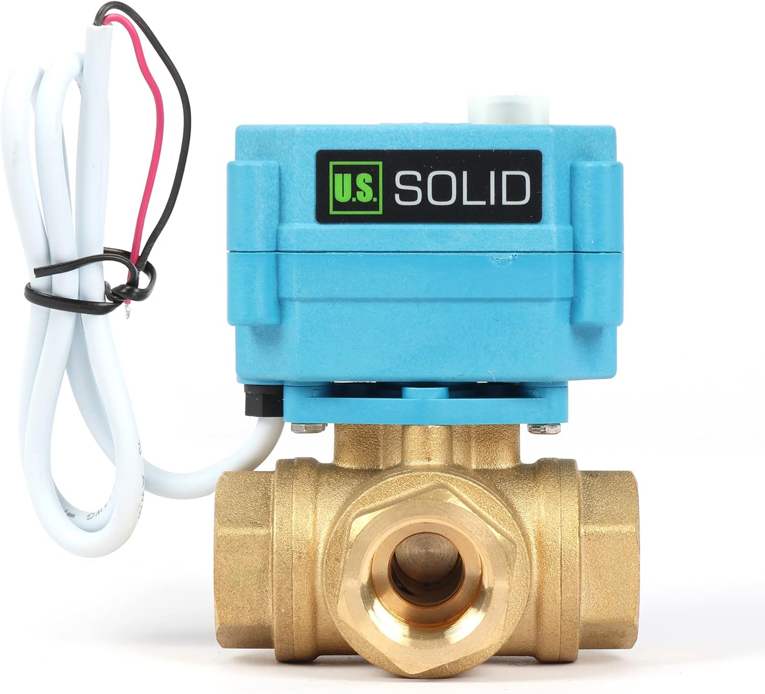 U.S. Solid 3/4 3 Way Stainless Steel Motorized Ball Valve L Type AC/DC9-24V, Water Shutoff Valve with Manual Function, Standard Port U.S. Solid 3/4 3 Way Stainless Steel Motorized Ball Valve L Type AC/DC9-24V, Water Shutoff Valve with Manual Function, Standard Port