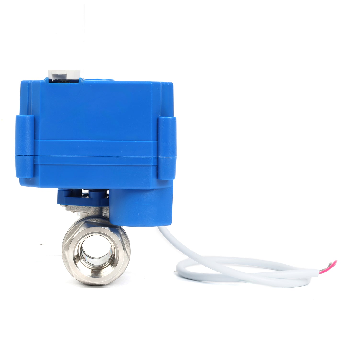 Motorized Ball Valve- 1/2" Stainless Steel Ball Valve with Manual Function, Full Port, 9-24V AC/DC and 2 Wire Auto Return Setup, Normally Open