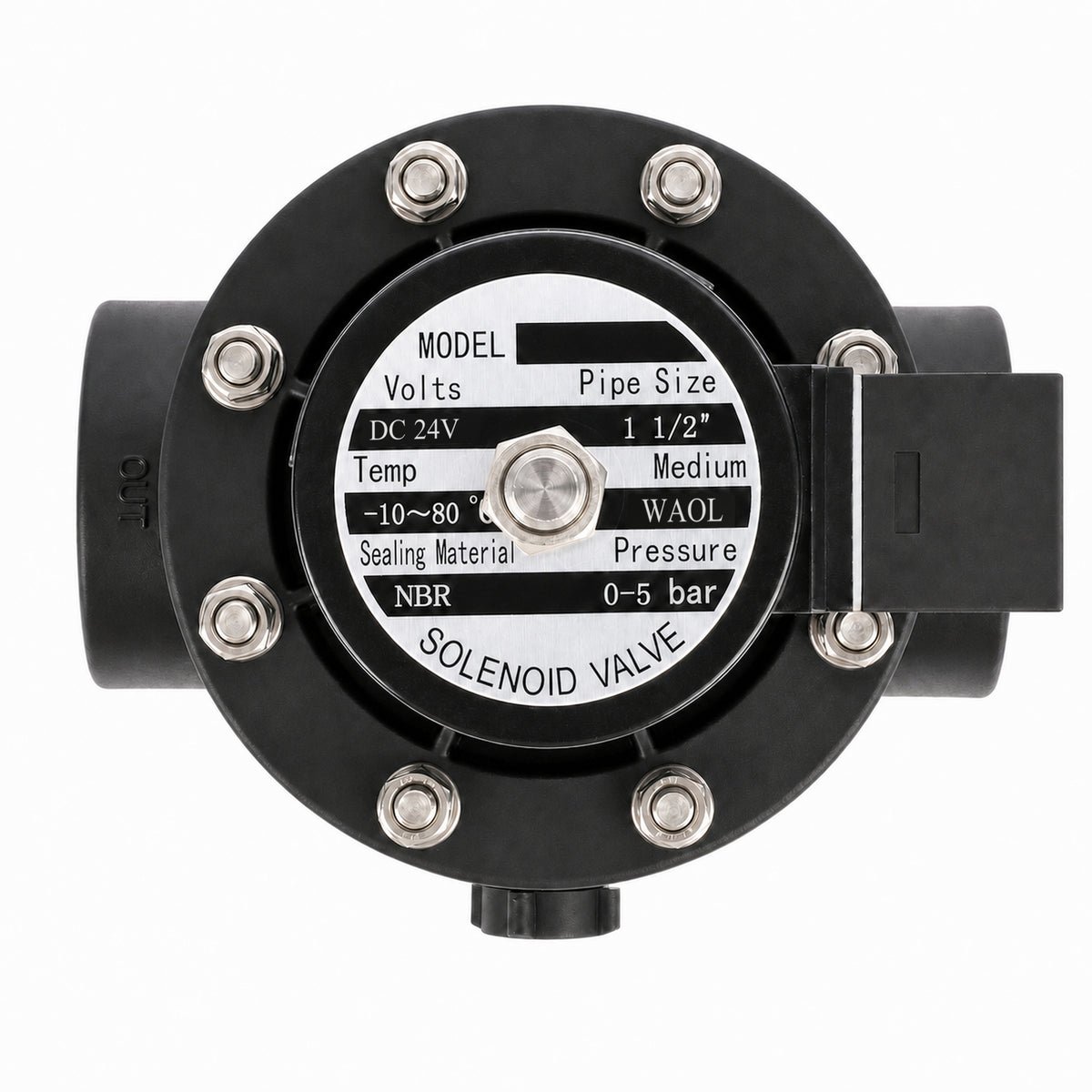 1-1/2"-Magnetventil aus Kunststoff PA66, 24 V DC, 0–5 bar, normalerweise geschlossen, NBR-Dichtung für Wasser und Luft