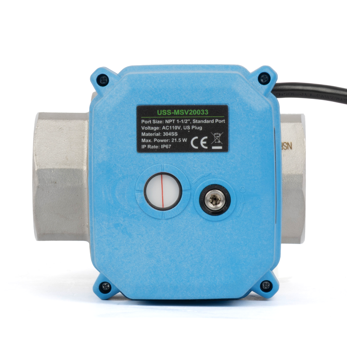 1-1/2" Stainless Steel Motorized Ball Valve - 110V AC Brass Electric Ball Valve, Auto Return, Normally Closed