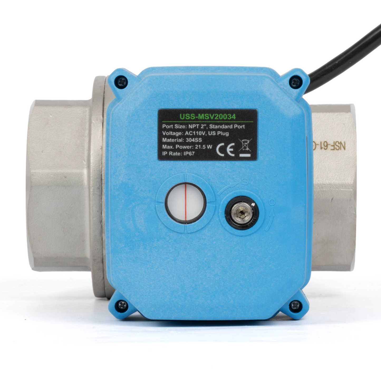 2" messinkimoottorinen palloventtiili - 110 V AC messinki sähköinen palloventtiili, automaattinen palautus, normaalisti kiinni