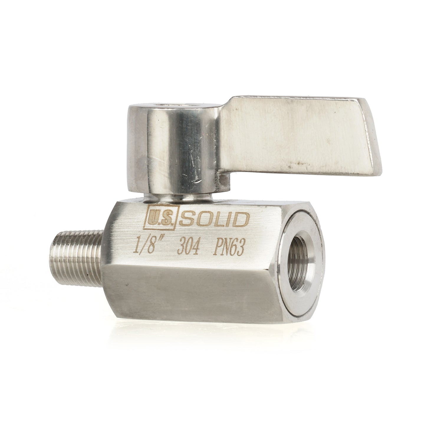 1/8" minikuleventil 304 rustfritt stål innvendig × utvendig gjenge 2 stk