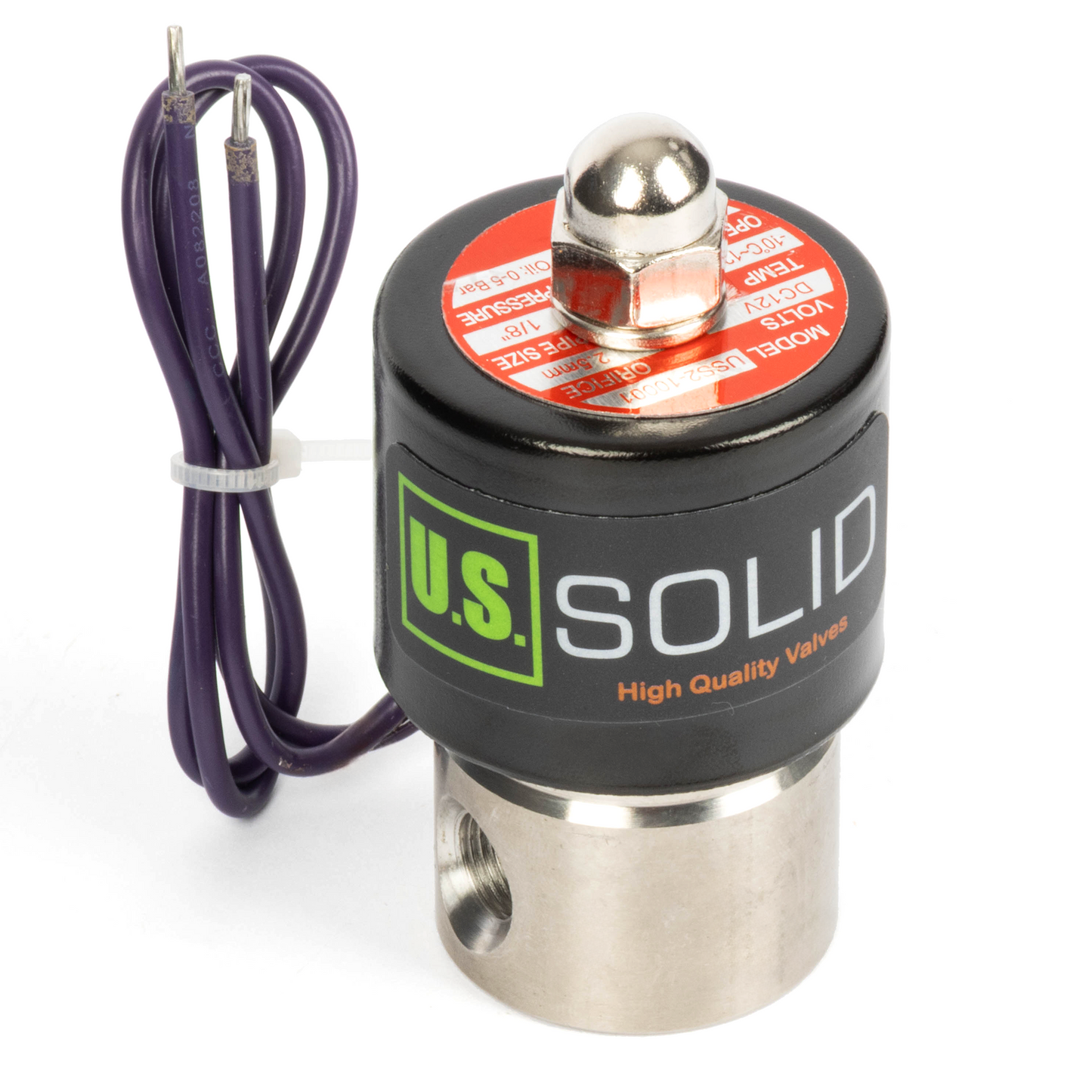 1/8" Stainless Steel Solenoid Valve - 12V DC Normally Closed, Viton Seal