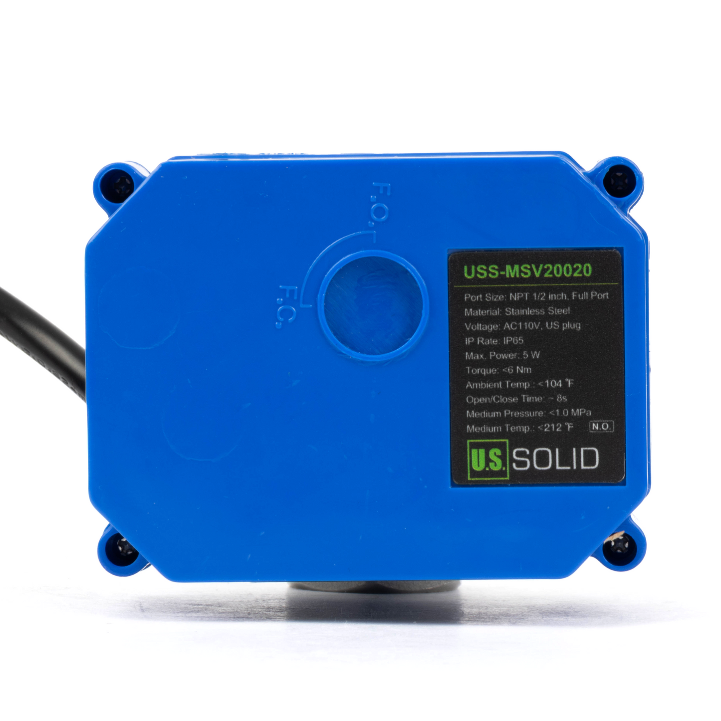 U.S. Solid 1/2" Μηχανοκίνητη σφαιρική βαλβίδα, 110VAC, ανοξείδωτο ατσάλι, αυτόματη επιστροφή, κανονικά κλειστό, με βύσμα ΗΠΑ