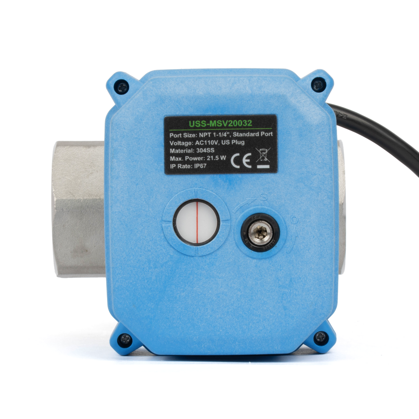 1-1/4" Stainless Steel Motorized Ball Valve - 110V AC Brass Electric Ball Valve, Auto Return, Normally Closed