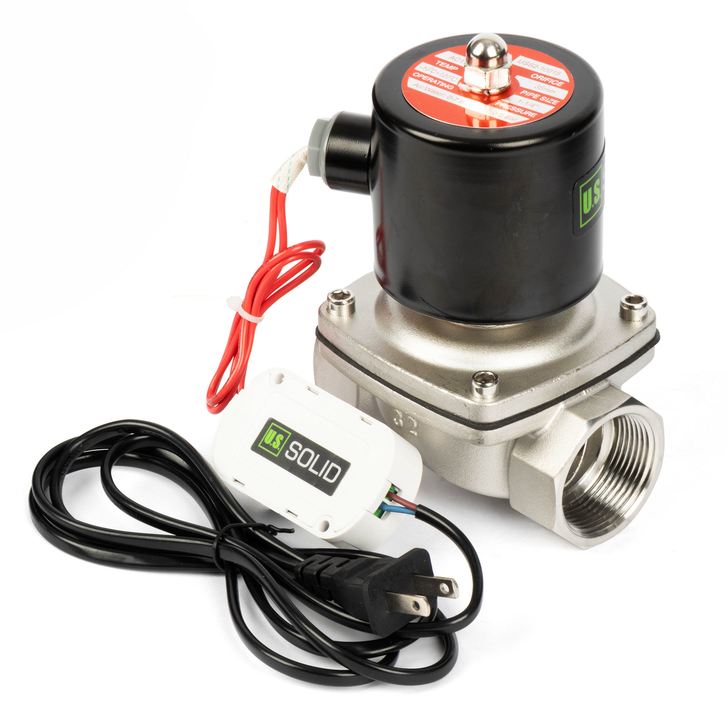 Stainless Steel Solenoid Valve 1-1/4" - 110V AC Smart Wi-Fi APP-Controlled Normally Closed