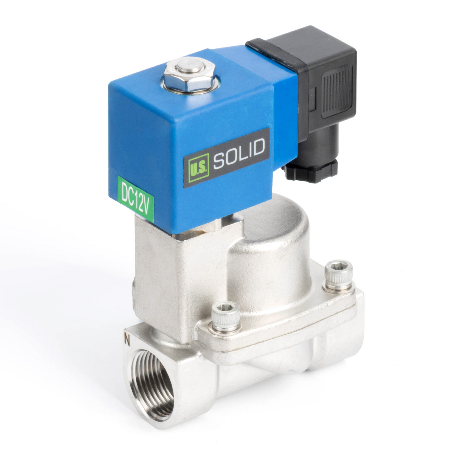 Válvula solenoide de alta presión, 3/4", acero inoxidable, 100 bar, 12 V CC, válvula solenoide de alta presión y resistencia a altas temperaturas, 248 ℉, normalmente cerrada