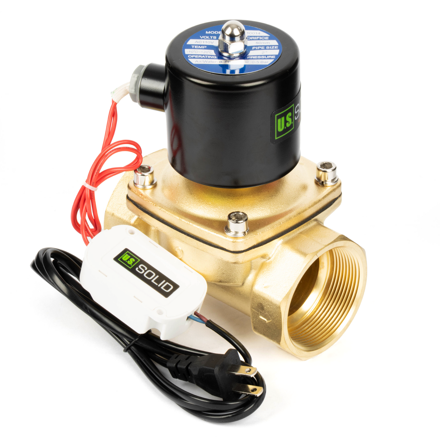 Brass Solenoid Valve 2" - 110V AC Smart Wi-Fi APP-Controlled Normally Closed