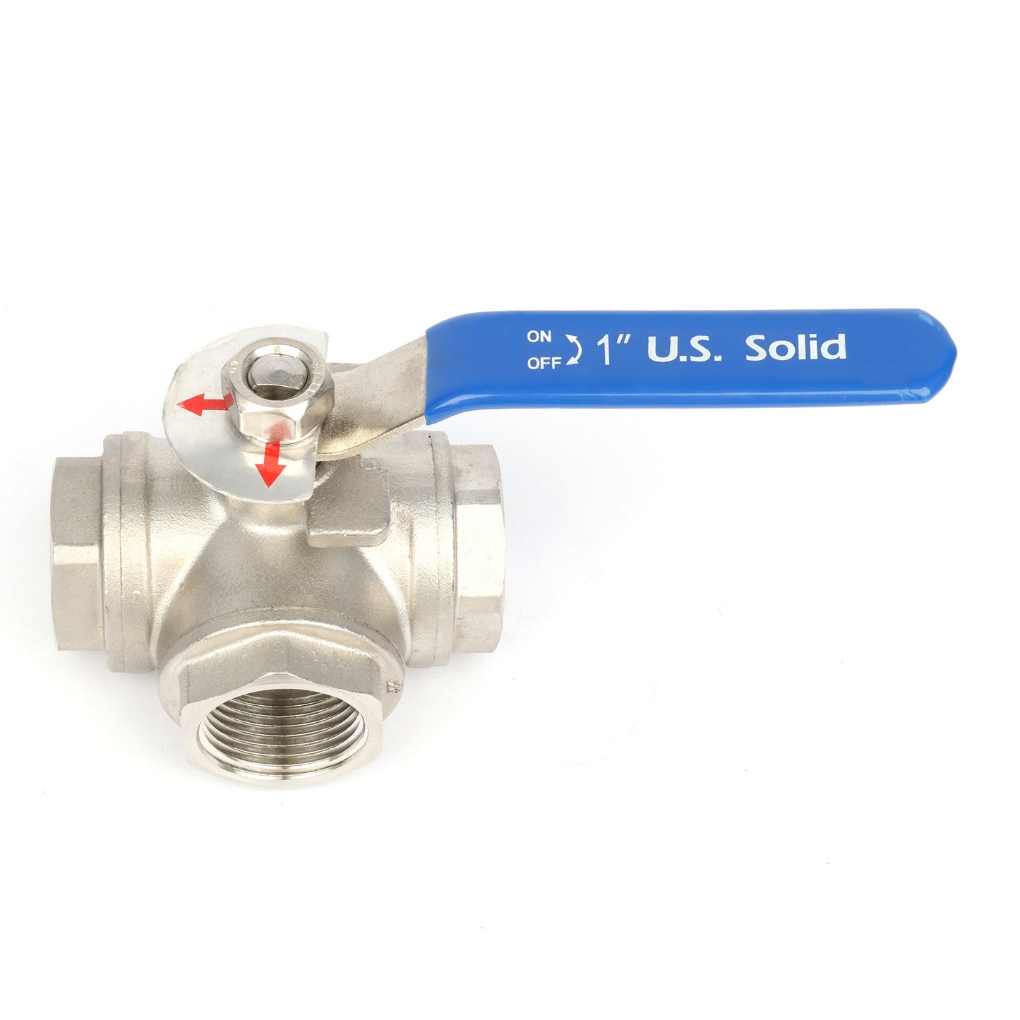 1" 3-vägs kulventil - Manuell kulventil i 304 rostfritt stål, L monteringsplatta