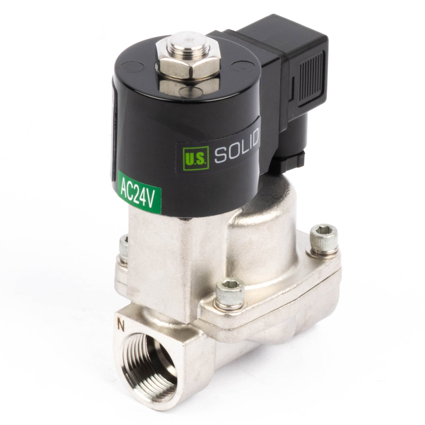 Électrovanne haute température - Acier inoxydable 3/4", 725 PSI, 24 V CA, 150 °C (302 °F), normalement fermée, joint VITON