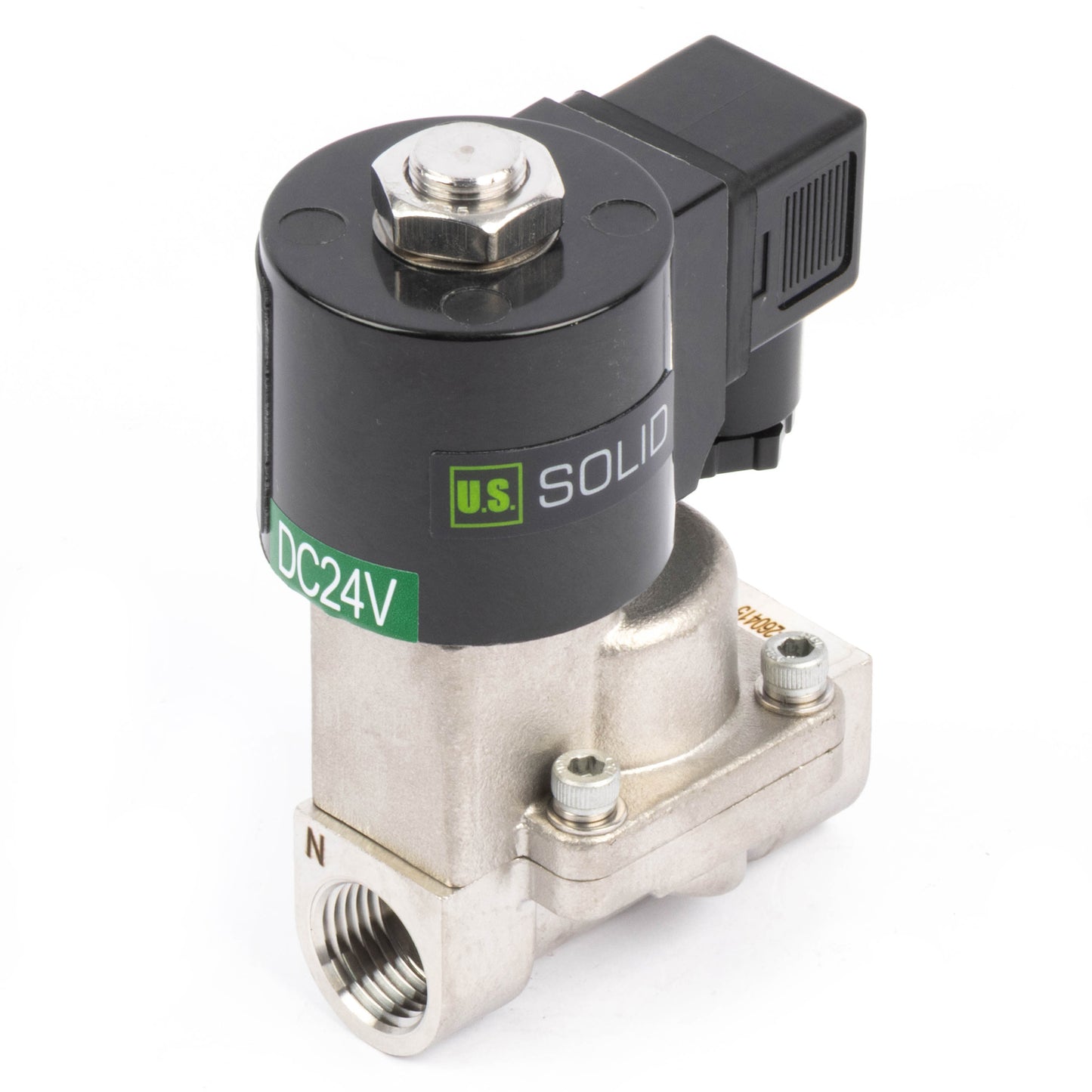 Électrovanne haute température - Acier inoxydable 1/2", 725 PSI, 24 V CC, 150 °C (302 °F), normalement fermée, joint VITON