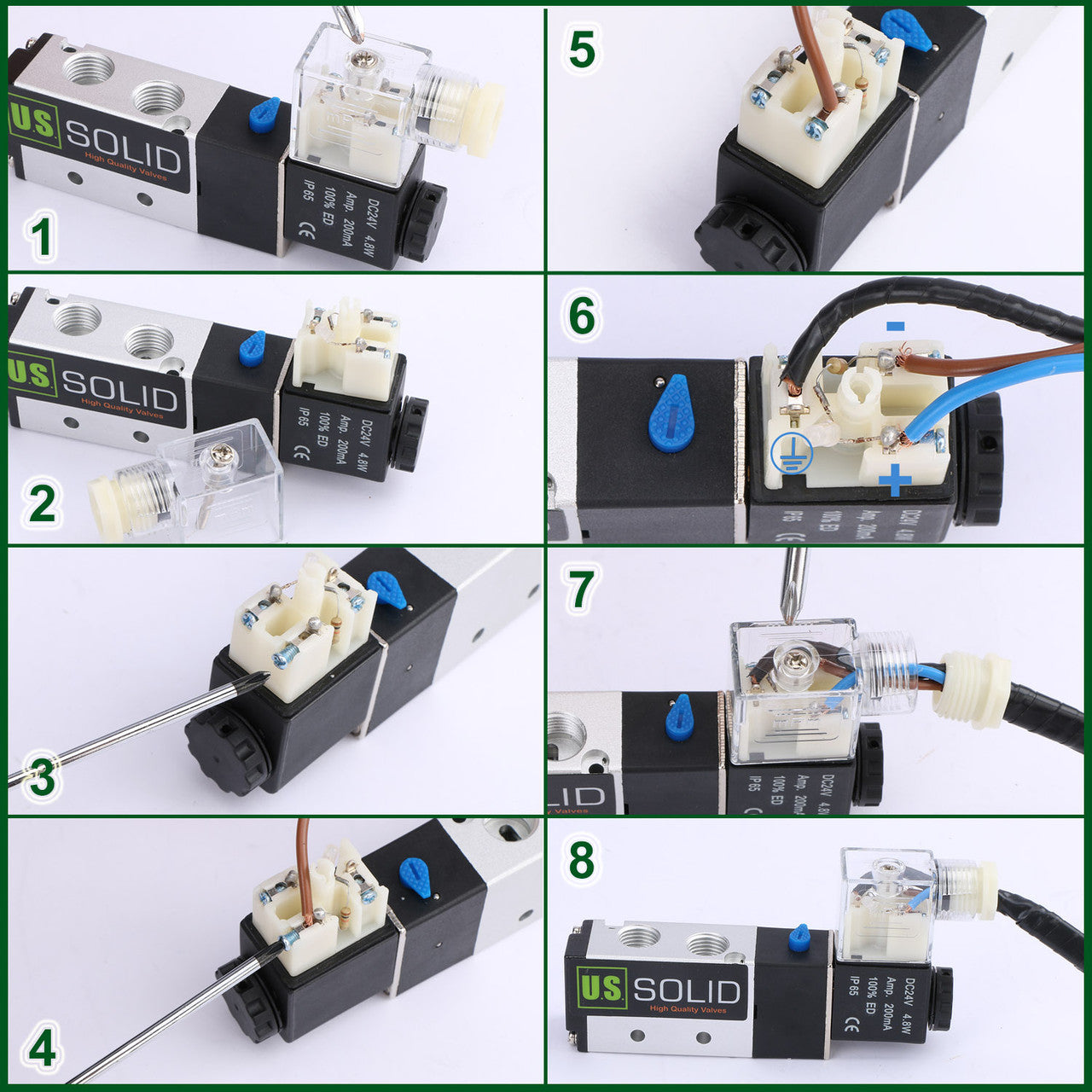 1/4" 5 Way 2 Position Pneumatic Electric Solenoid Valve AC 110 V, Normally Closed