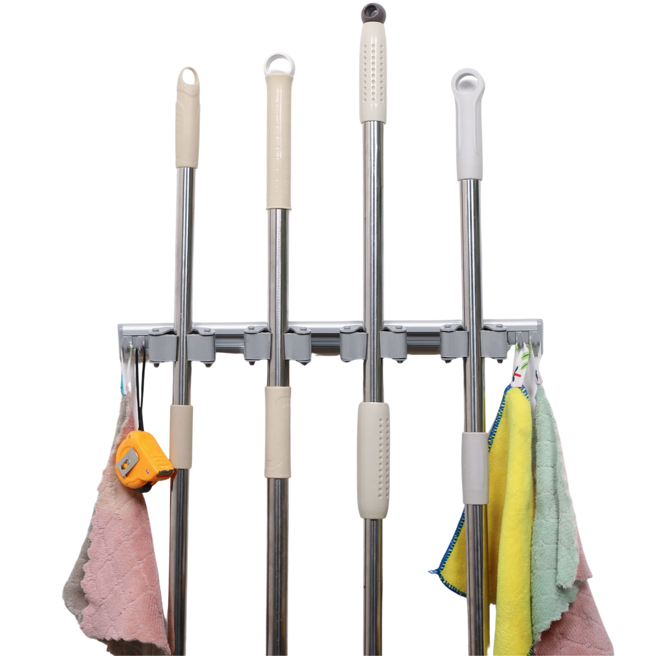 Solid Mop and Broom Holder, Wall Mounted, Slots Hooks, Gard