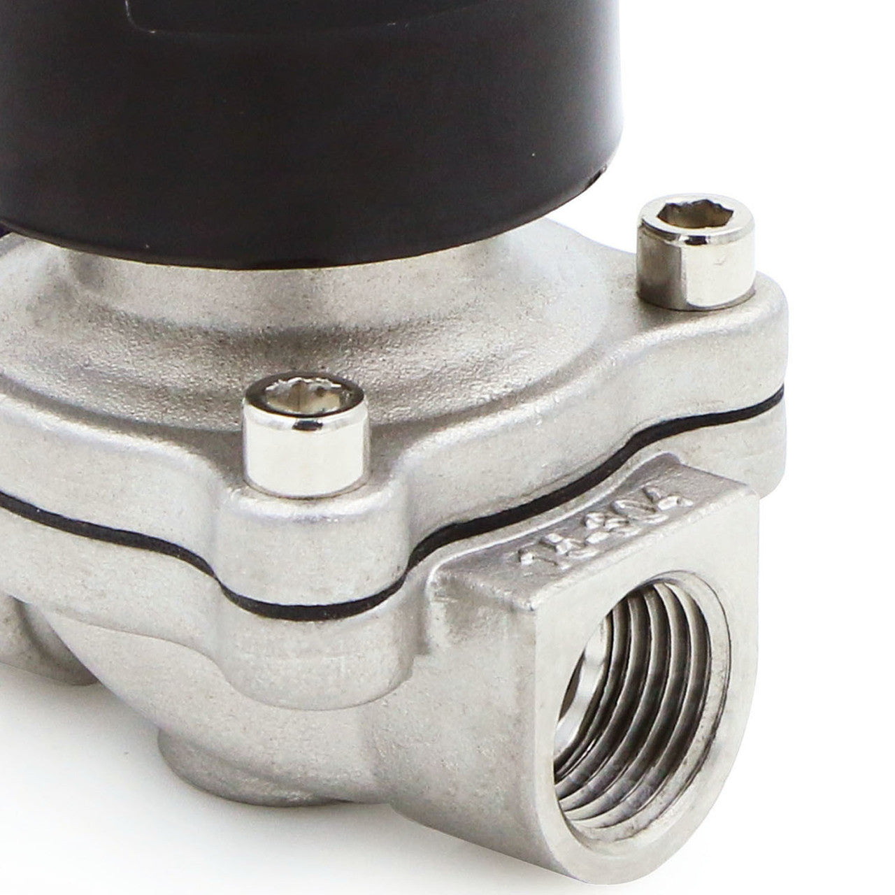 Electroválvula de 1/2" 110 V CA, acero inoxidable, normalmente cerrada, sello de VITON