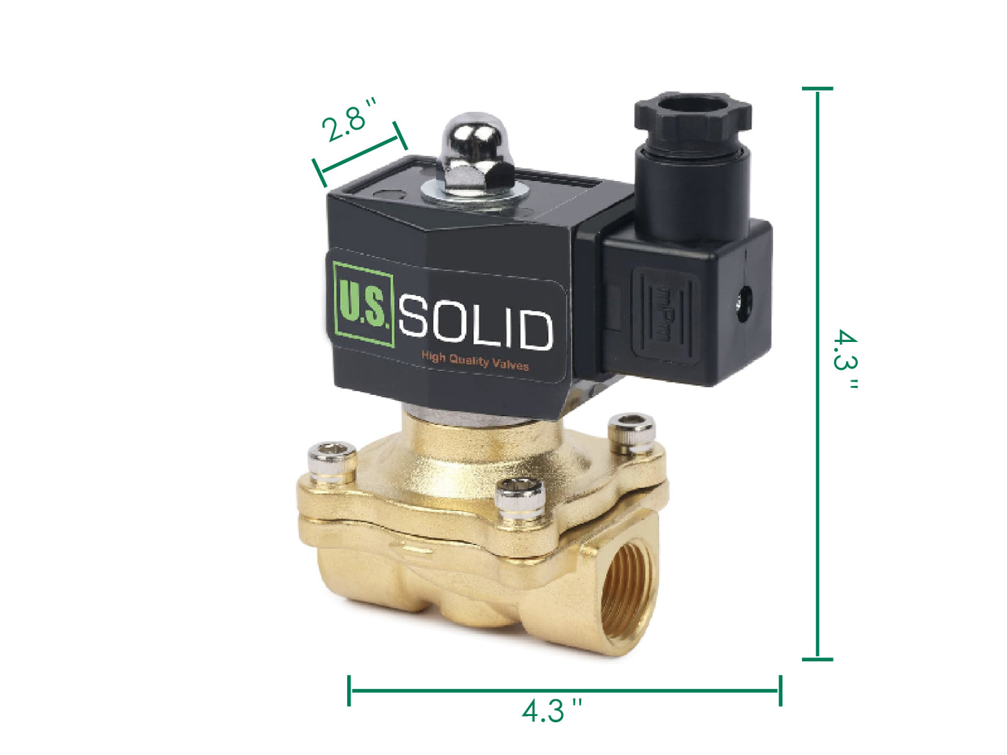 Electroválvula de latón macizo de 1/2" (EE. UU.) - 12 V CC, normalmente cerrada, sello de VITON