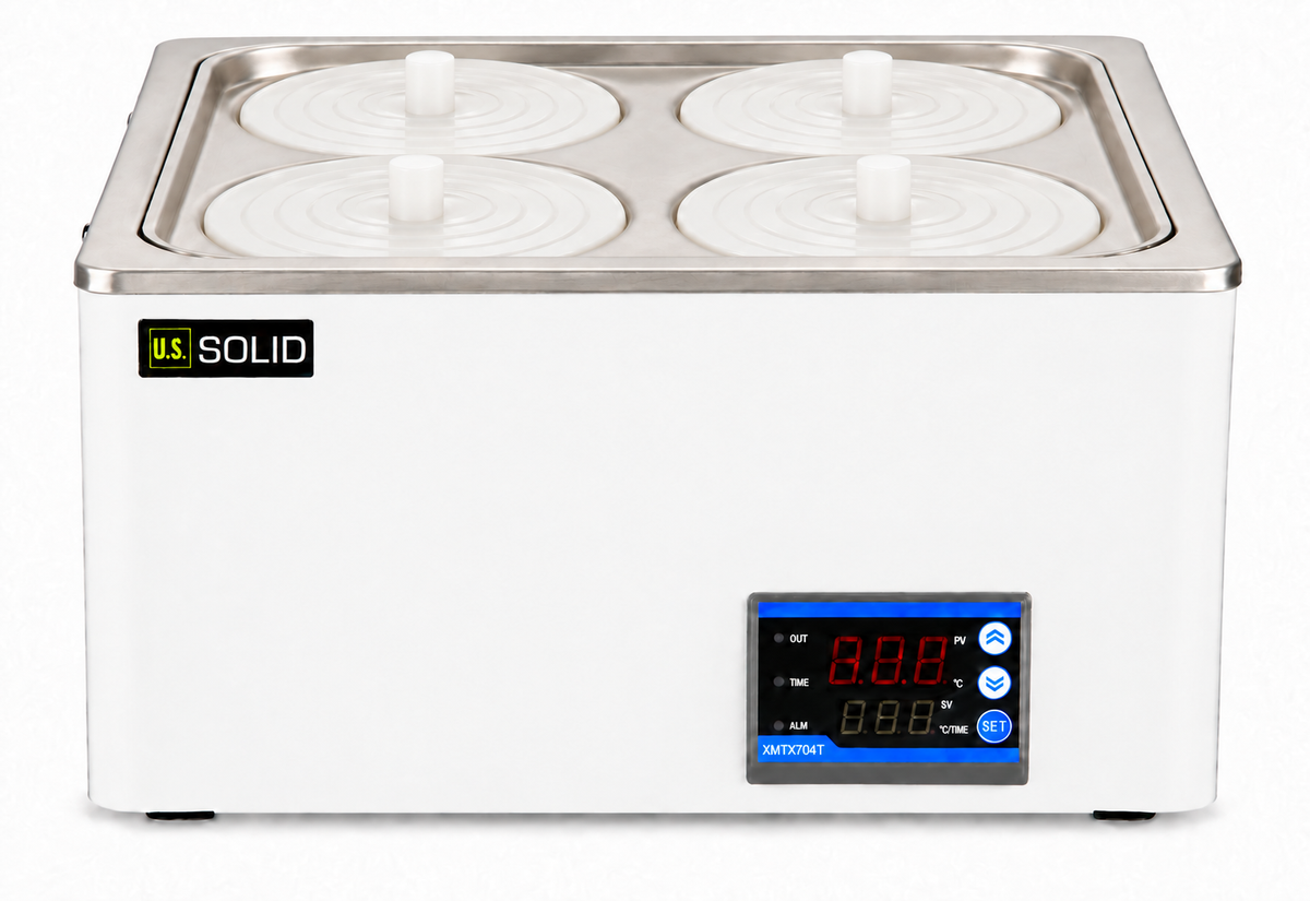 Laboratory Thermostatic Water Bath, 13L, Dry-Run Protection, ±1°C Control, 4 Openings with Drain Hose