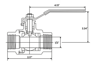 1/2" 碳钢全通径球阀，NPT 内螺纹
