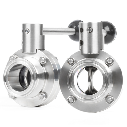 1.5 Inch Tri Clamp Sanitary Butterfly Valve Stainless Steel 304 Tri Clamp Clover, 2PCS (38mm Tube OD)