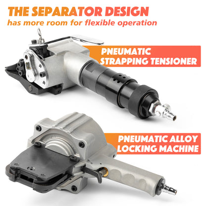 آلة التغليف الفولاذية الهوائية من US SOLID لربط الأشرطة المعدنية بعرض 1.25 بوصة