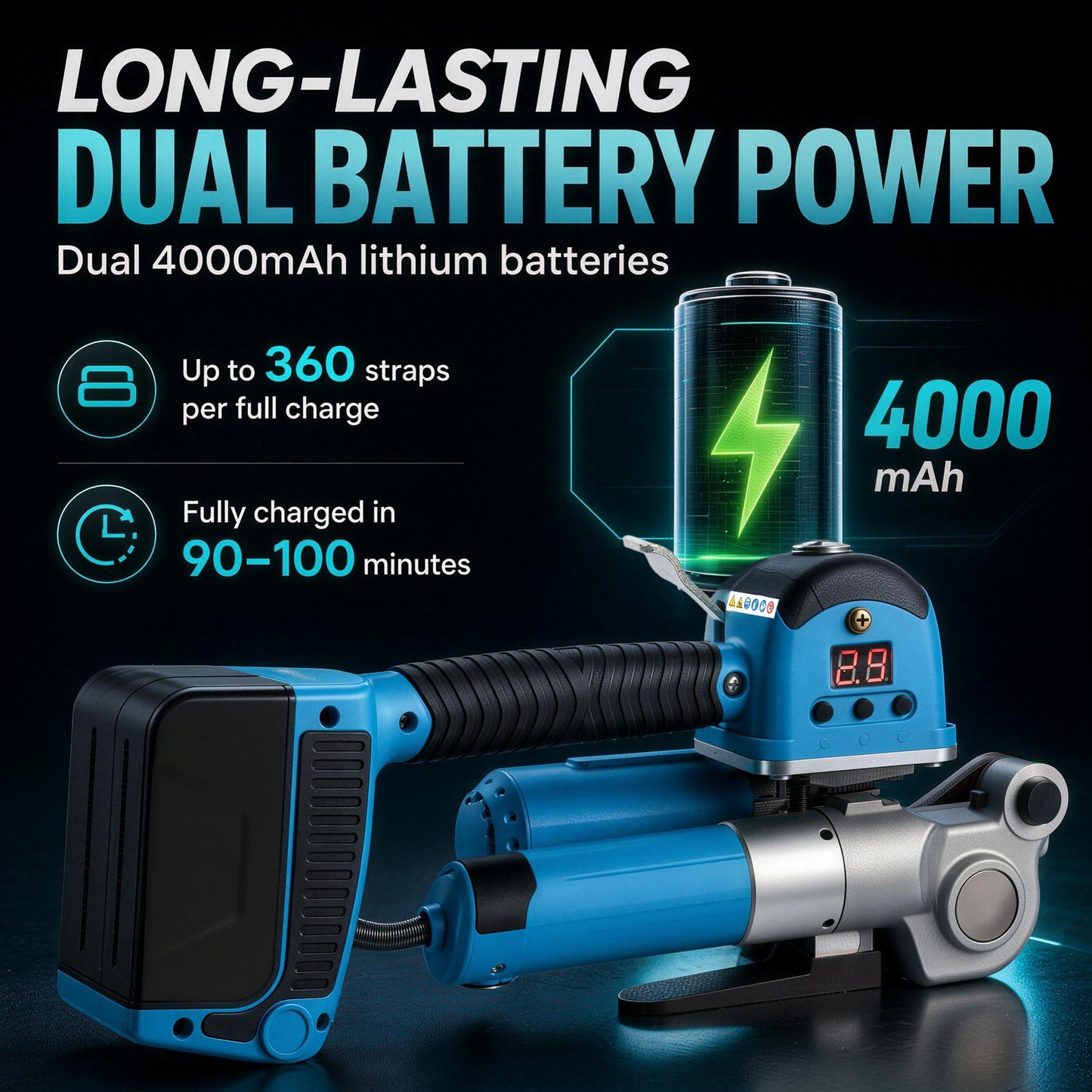 Electric Strapping Machine with LCD Screen for 3/4" - 1" PP PET Straps