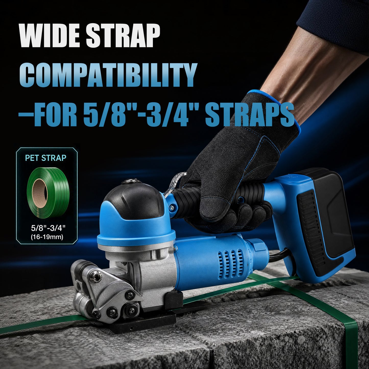 Electric Strapping Machine with LCD Screen for 5/8 - 3/4in PP PET Straps