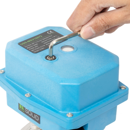1-1/2" 3-Wege-Kugelhahn aus Messing mit Motorantrieb und Kegel, 110/220 V AC, L-Form, Standardanschluss mit manueller Funktion, IP67