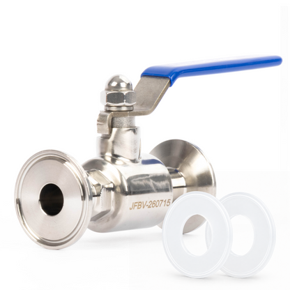 1-1/2" Tri Clamp Ball Valve 304 Stainless Steel (3/4" Tube OD) with 2 Silicone Gaskets
