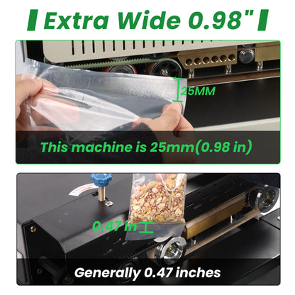 Horizontal Continuous Bag Band Sealer Extra Wide 0.98" Sealing Machine