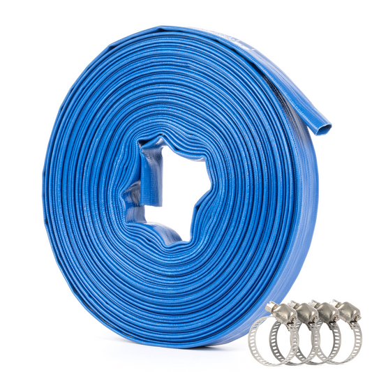 1" x 100 ft Takviyeli PVC Düz Hortum - 1,2 mm Duvar Kalınlığı, 4 Hortum Kelepçesi (Bağlantı Parçaları Dahil Değil)