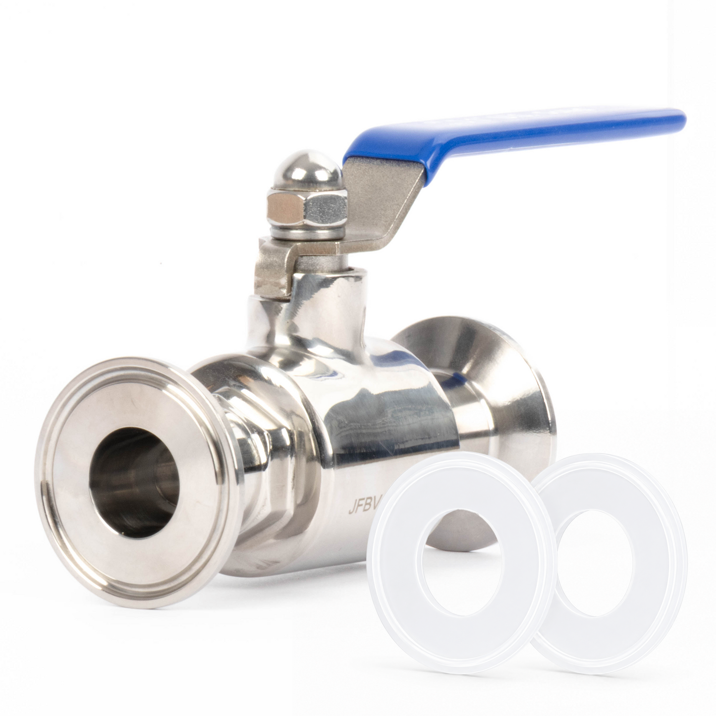 1-1/2" Tri Clamp Ball Valve 304 Stainless Steel (1" Tube OD) with 2 Silicone Gaskets