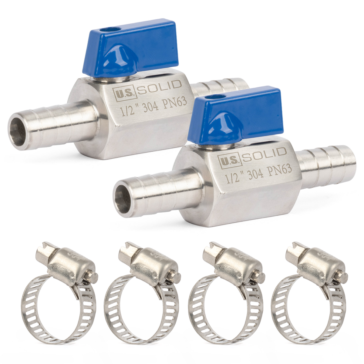 1/2" Mini-Kugelhahn, Edelstahl 304, Innengewinde × Außengewinde NPT, 2 Stück