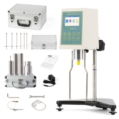 Digital Rotational Viscometer, 40 - 40,000,000 mPa·s, #0 Rotor Low-Viscosity Adapter, 25 mL, ±1%, R2-R7, 0.1-200 rpm, 3.0 in TFT, RS232