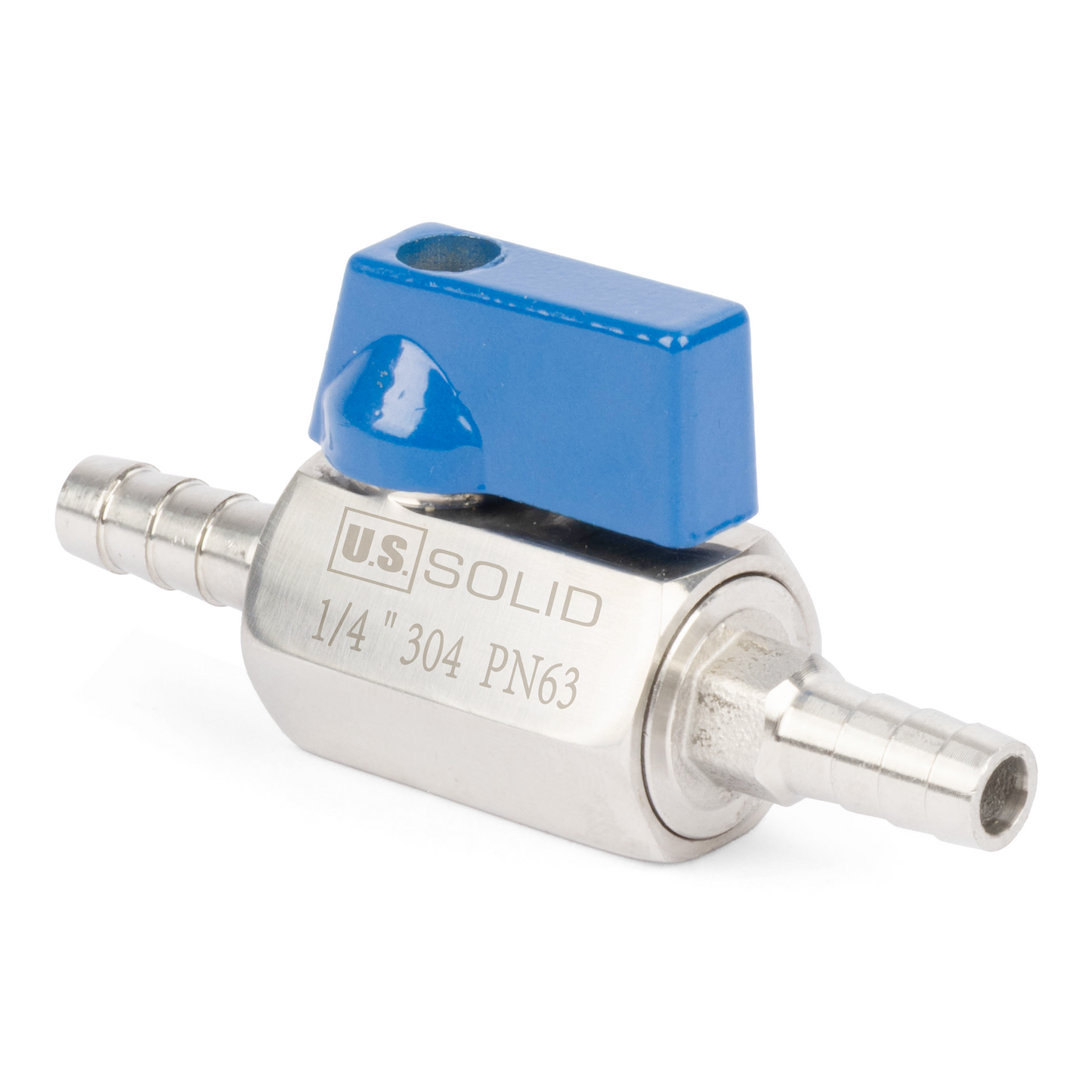 1/4" Mini Ball Valve 304 Stainless Steel Hose Barb Shut-Off Valve 2PCS