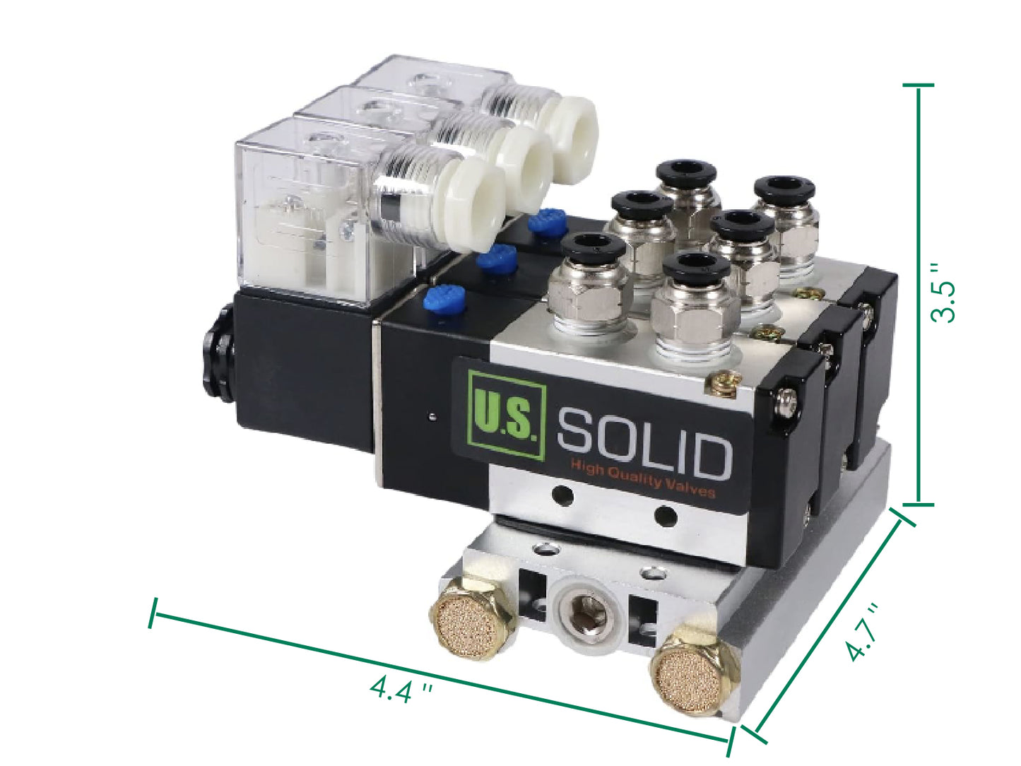 4V210-08 2 Position 5 Way 3 Pneumatic Solenoid Valves Manifold Base, AC 110V, Normally Closed