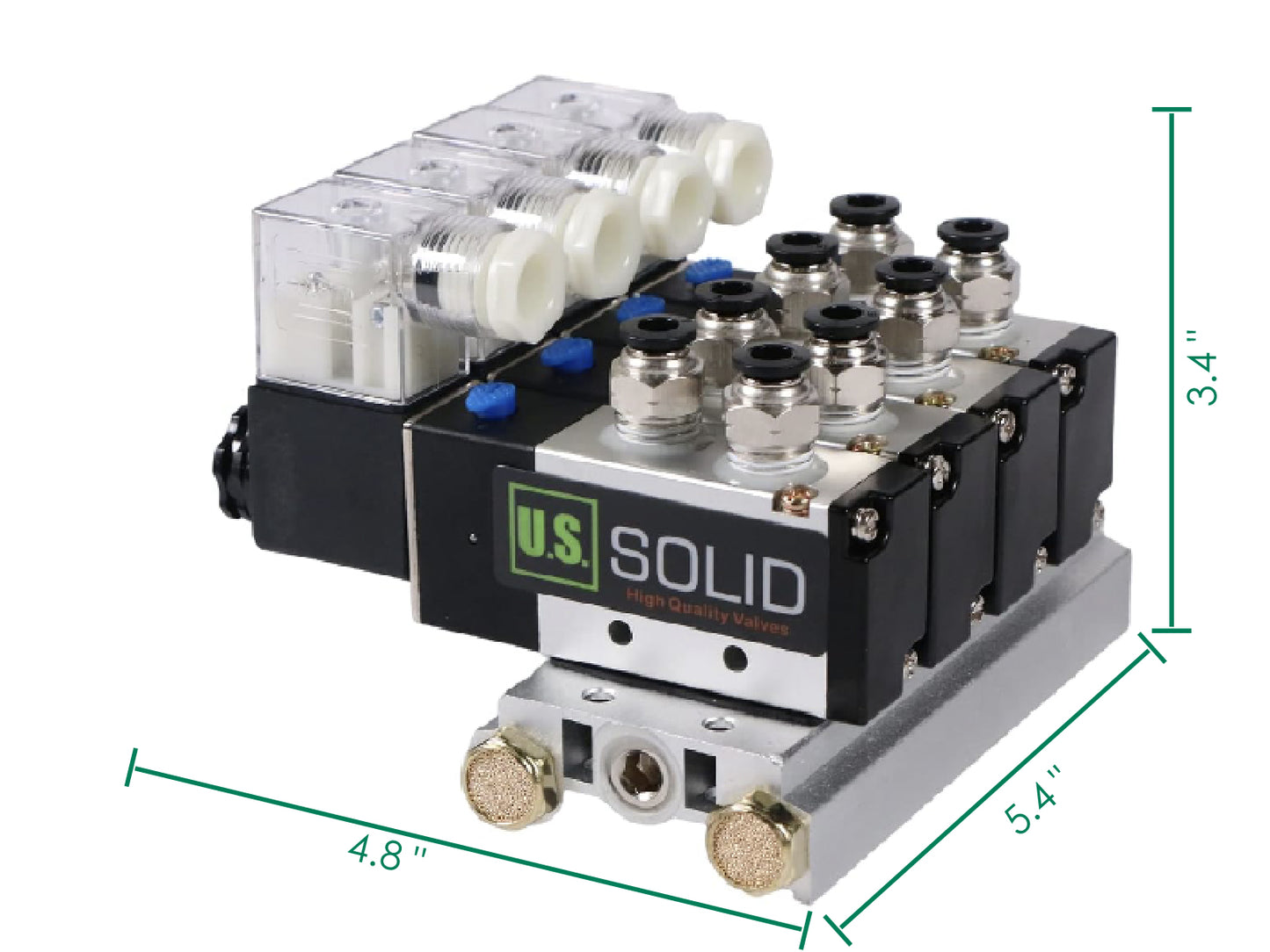 4V210-08 2 Position 5 Way 4 Pneumatic Solenoid Valves Manifold Base, AC 110V, Normally Closed