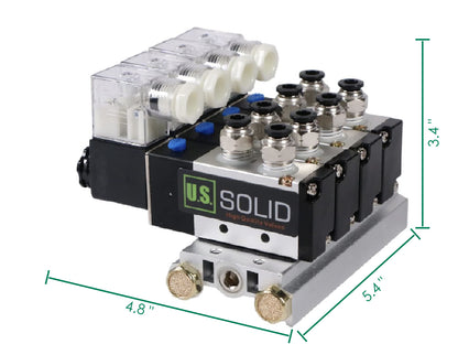 4V210-08 2 Position 5 Way 4 Pneumatic Solenoid Valves Manifold Base, AC 110V, Normally Closed