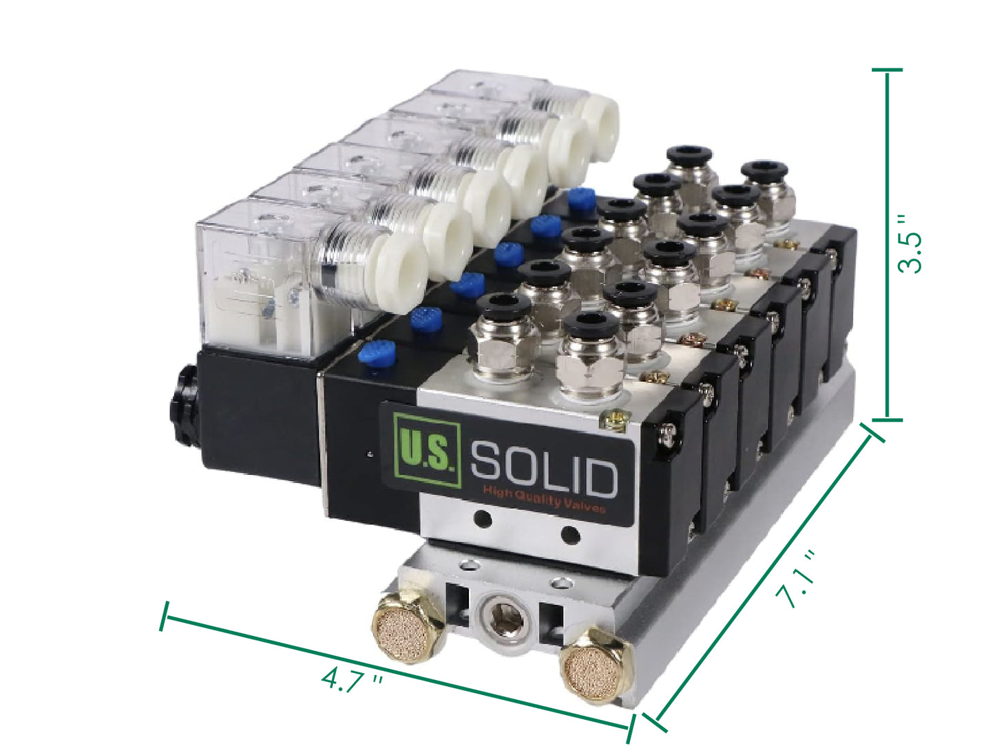 4V210-08 2 Position 5 Way 6 Pneumatic Solenoid Valves Manifold Base, AC 110V, Normally Closed