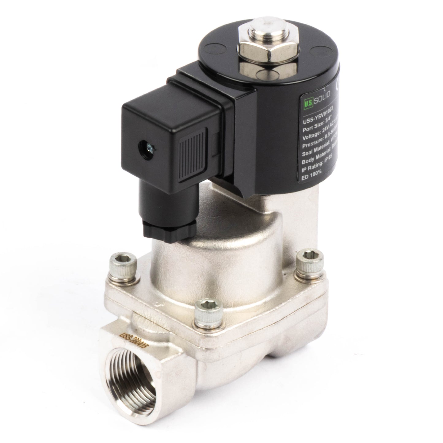 Électrovanne haute température - Acier inoxydable 3/4", 725 PSI, 24 V CA, 150 °C (302 °F), normalement fermée, joint VITON